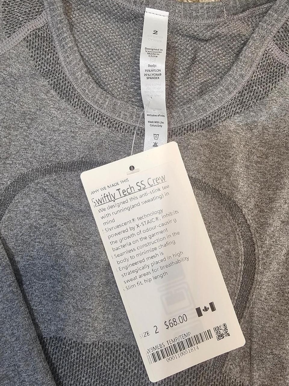 lululemon athletica Swiftly Tech SS Crew - Heather Gray Size 2